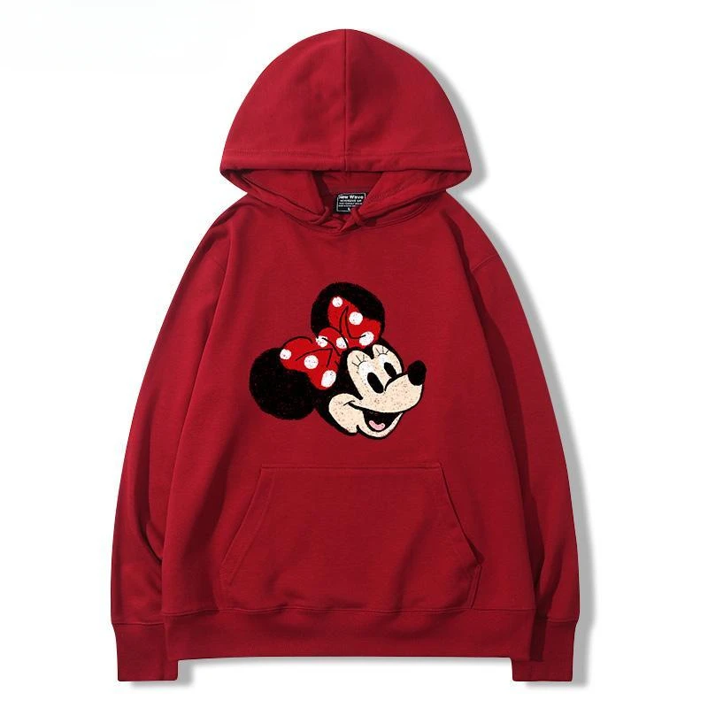 Mickey Mouse printed sweatshirt Kawaii Disney Mickey Minnie Goofy Goof hooded couple style fashionable and versatile casual top