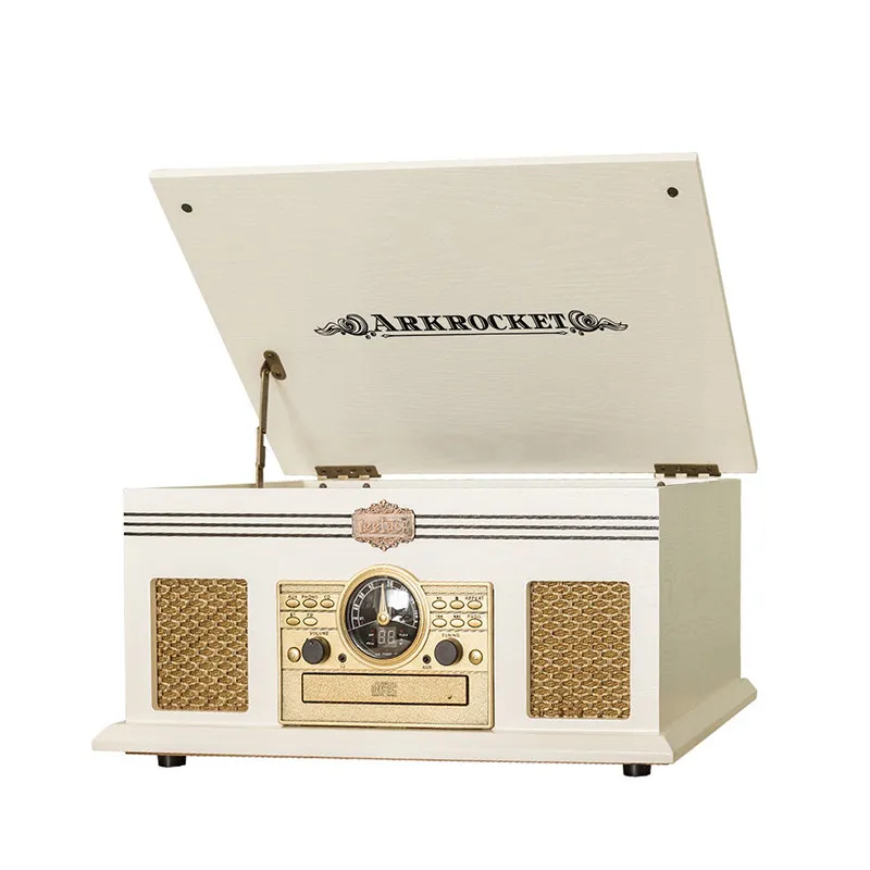 

Arkrocket Bluetooth Vinyl CD Player Multifunctional LP Gramophone 5 in 1 Wooden Case Machine Audio