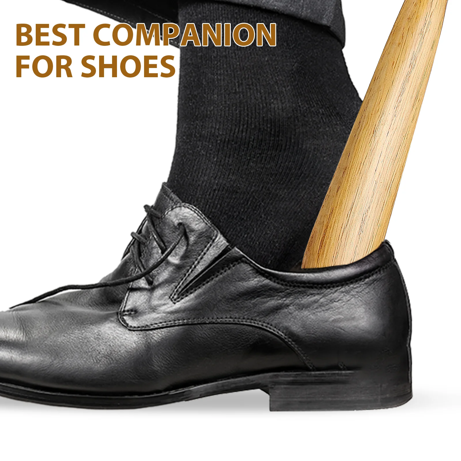 2 Pcs Log Shoehorn Men Sneakers for Seniors Long Handle Puller Short Elderly Wood Travel