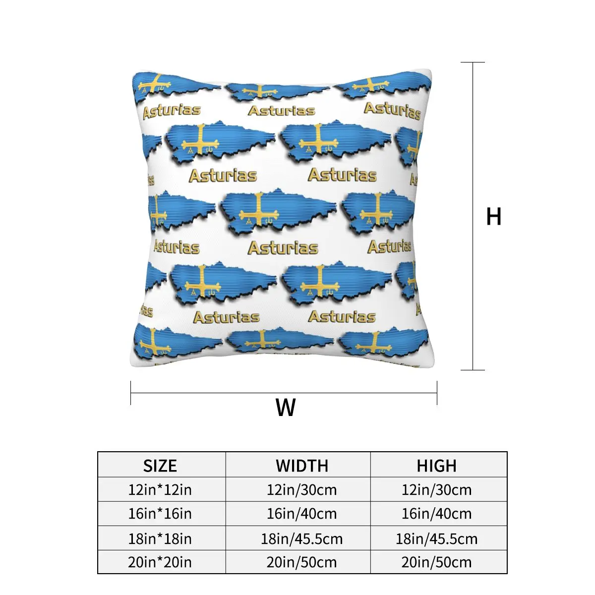 Asturias Flag Square Pillowcase Pillow Cover Cushion Zip Decorative Comfort Throw Pillow for Home Bedroom