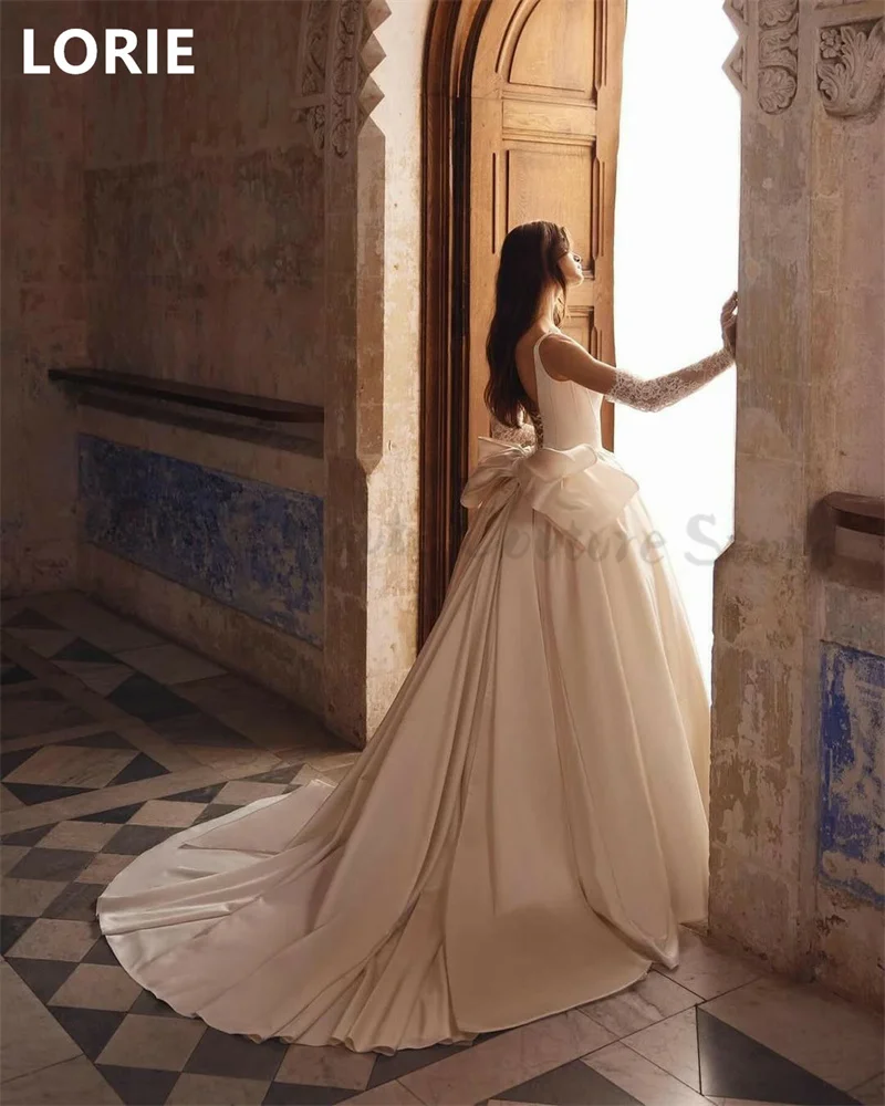 LORIE A-line Spaghetti Strap Wedding Dress Backless Big Beautiful Bow Bridal Gowns Elegant Princess Wedding Gown Customized 2025 image 3
