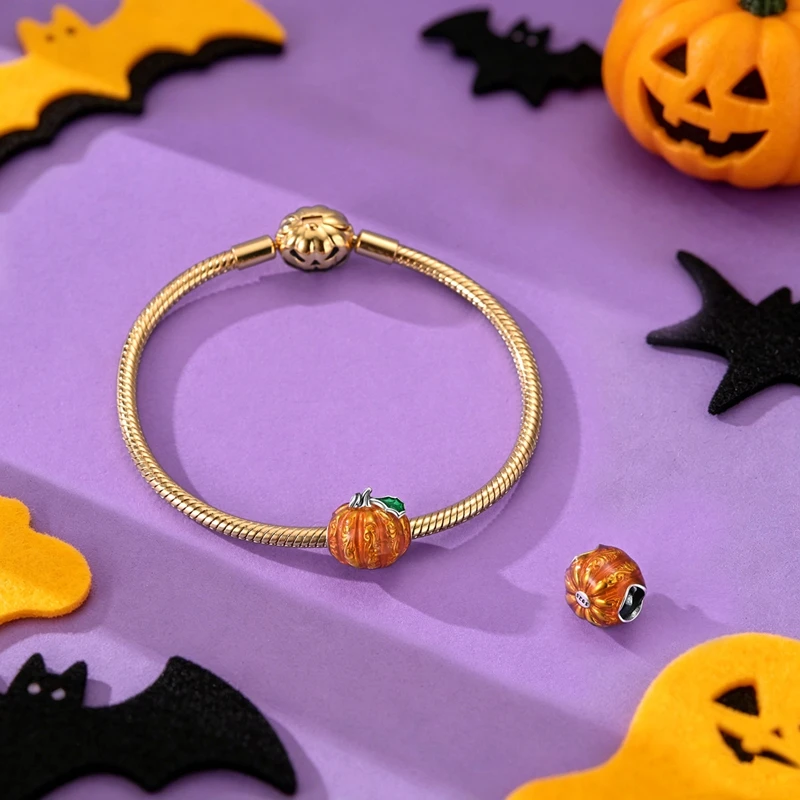 New In 925 Sterling Silver Charms Beads Flying Witch Skull Halloween Series Dangle Fit Original Bracelet Women Jewelry Gift DIY