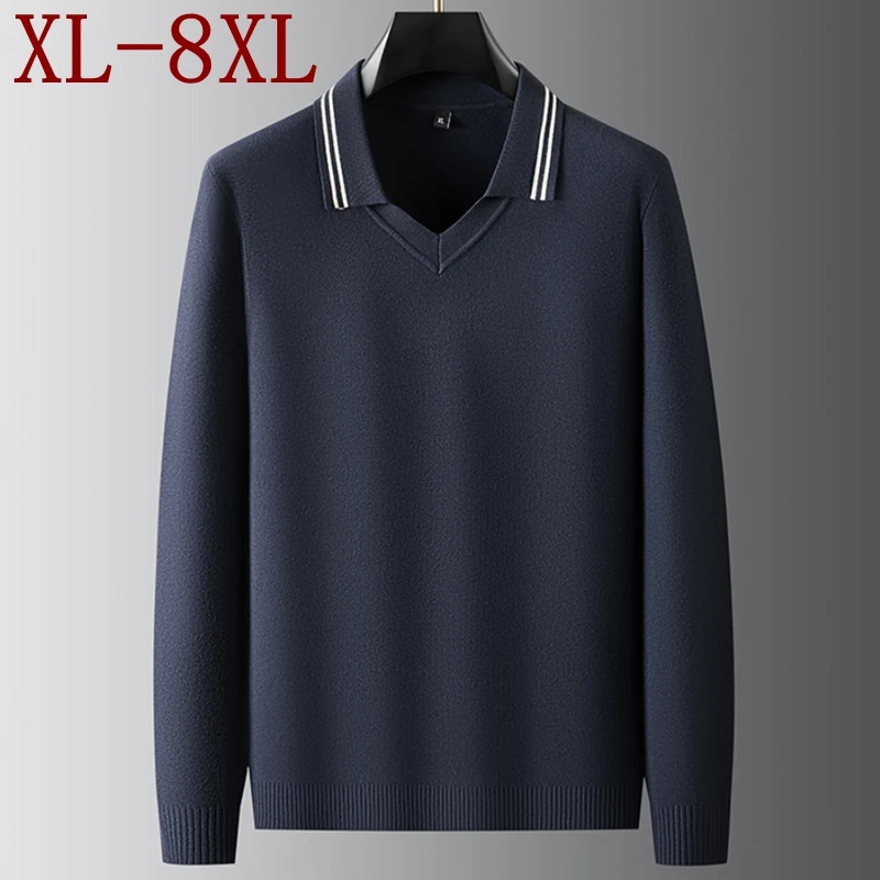 

8XL 7XL 6XL Pull Homme 2025 New Fall Winter High End Luxury Thin Wool Sweater Men Soft Warm Mens Jumpers Zipper Lapel Pullovers