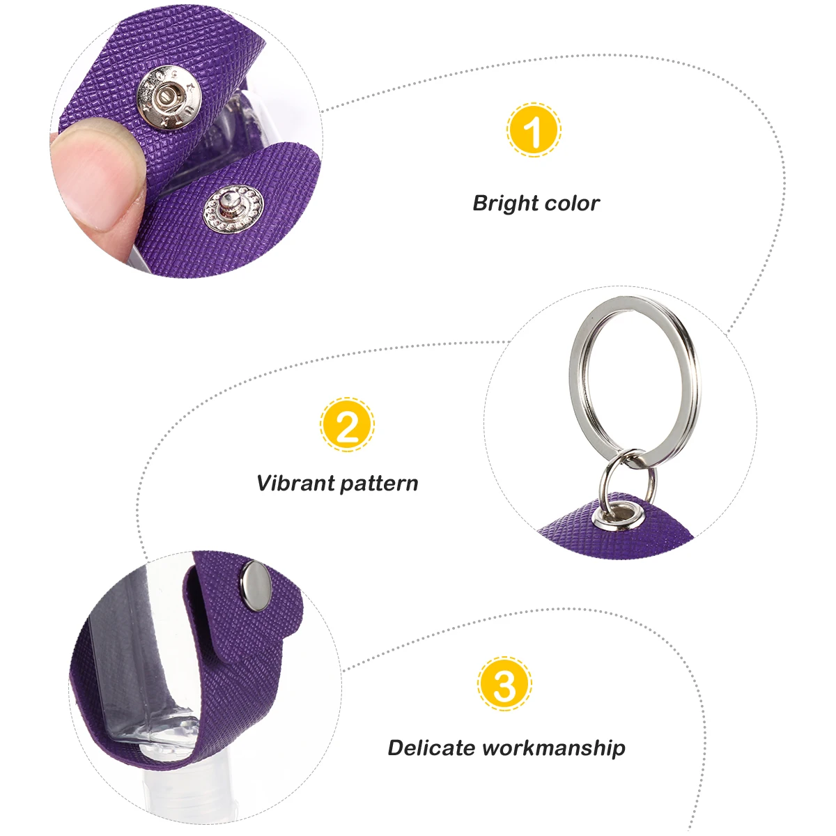 

2Sets Sturdy Long Service Life Bottles with Covers for Handbag Backpack Clip on Design for Liquid Storage PU Storage Bag