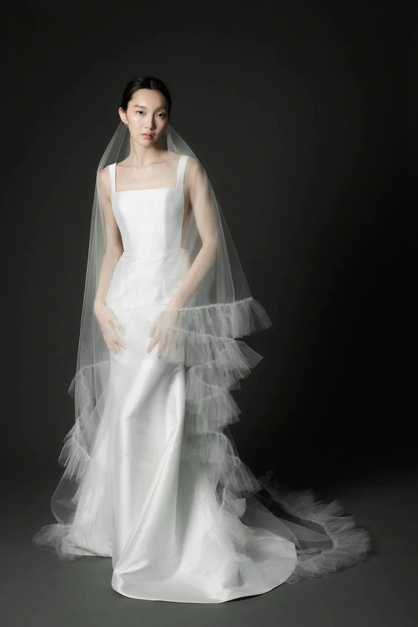 

Свадебная фата с оборками 2,5 м, двухслойная, с гребнем, головной убор для невесты, женские аксессуары