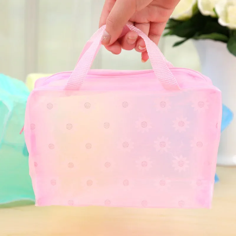 3PC PVC Waterproof Cosmetic Zipper Bag Storage Bag Makeup Bag Portable Travel And Business Handle For Girls And Women