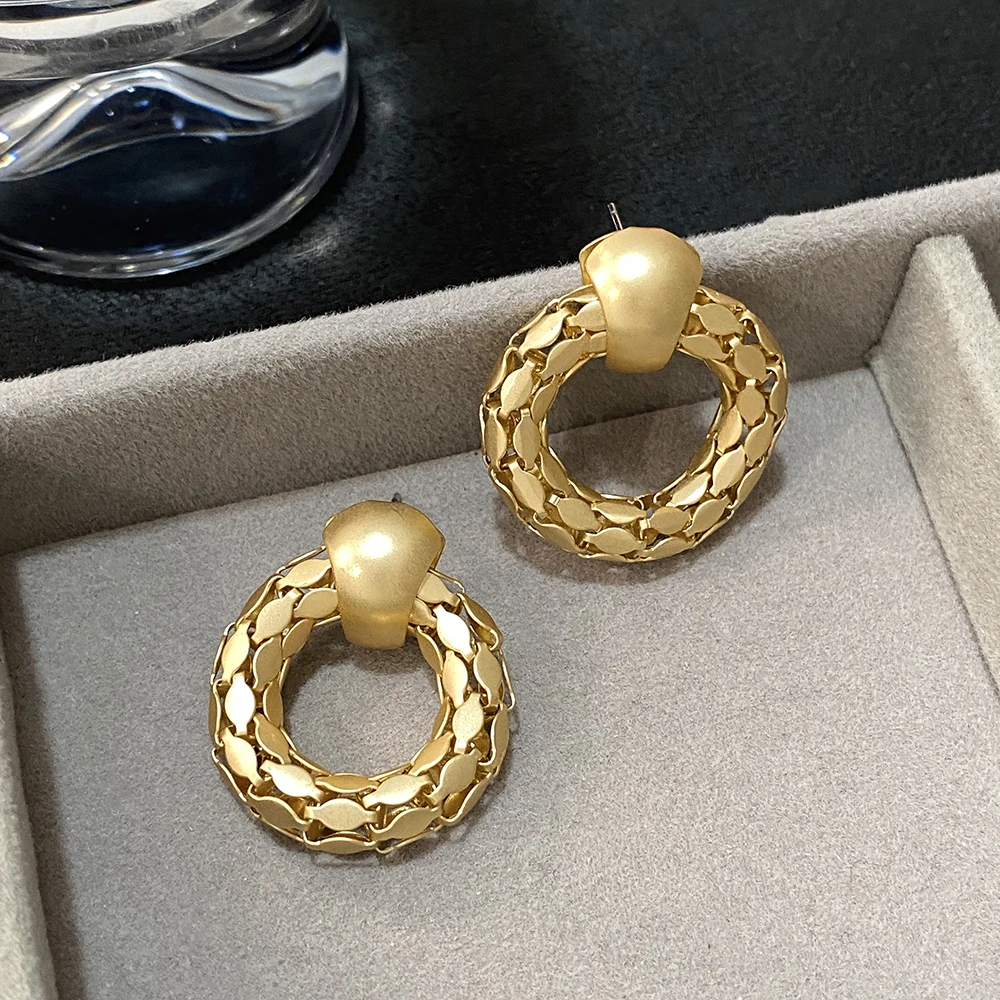 أقراط مرصعة بخاتم دائري مجوف للنساء ، مجوهرات هندسية كلاسيكية ، سحر أنيق ، مقاومة للماء ، موضة حلوة ، عتيقة