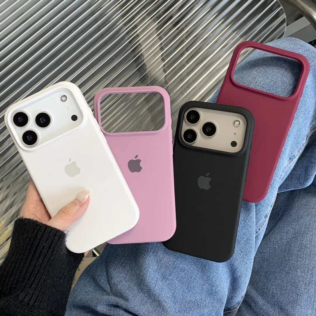 Nowe oficjalne etui z płynnego silikonu do iPhone 18 Pro, iPhone 18 Pro Max, 17, 16, 15, 14 – odporne na wstrząsy etui z logo.