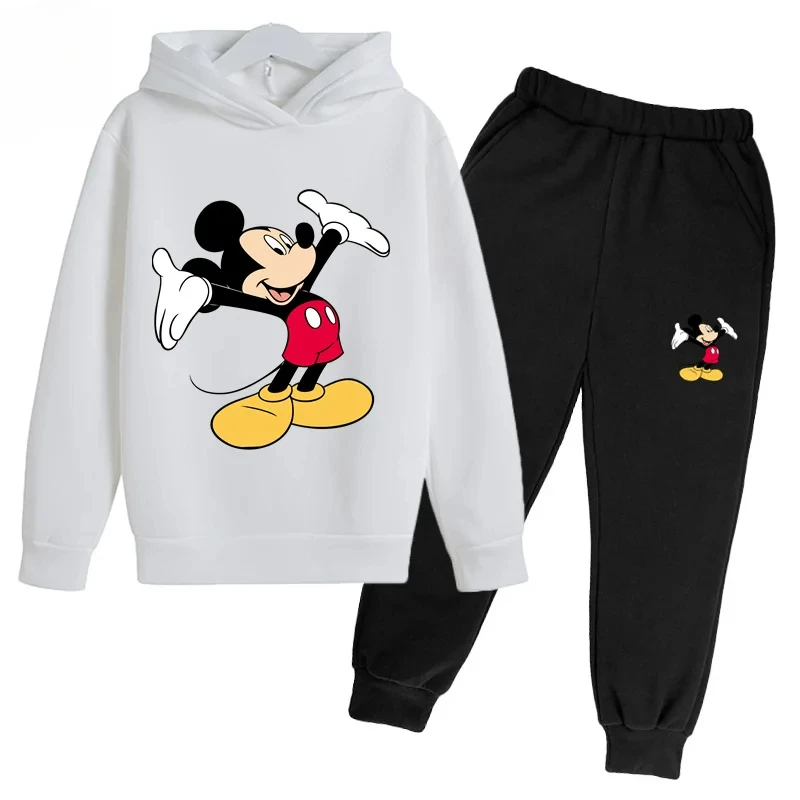 Disney Cartoon Children\'s Sports Hoodies Long Sleeve Pants for Boys and Girls Spring and Autmmer Fashion 2 Pieces Kids Clothes