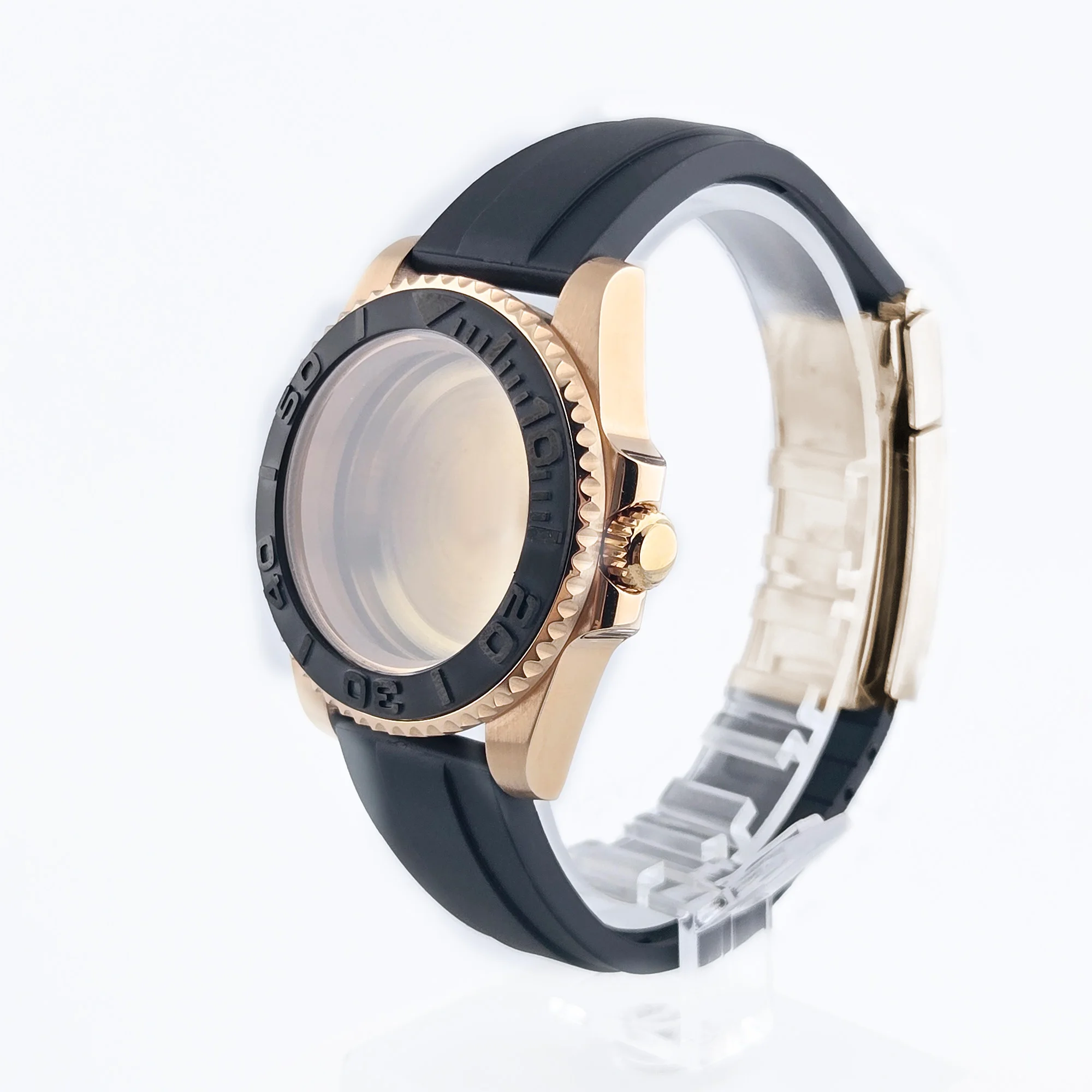 NEITON Fit NH35 NH36 NH34 10bar 120clicks Bezel 40mm SUB Rose Gold Watch Case Curved End Band