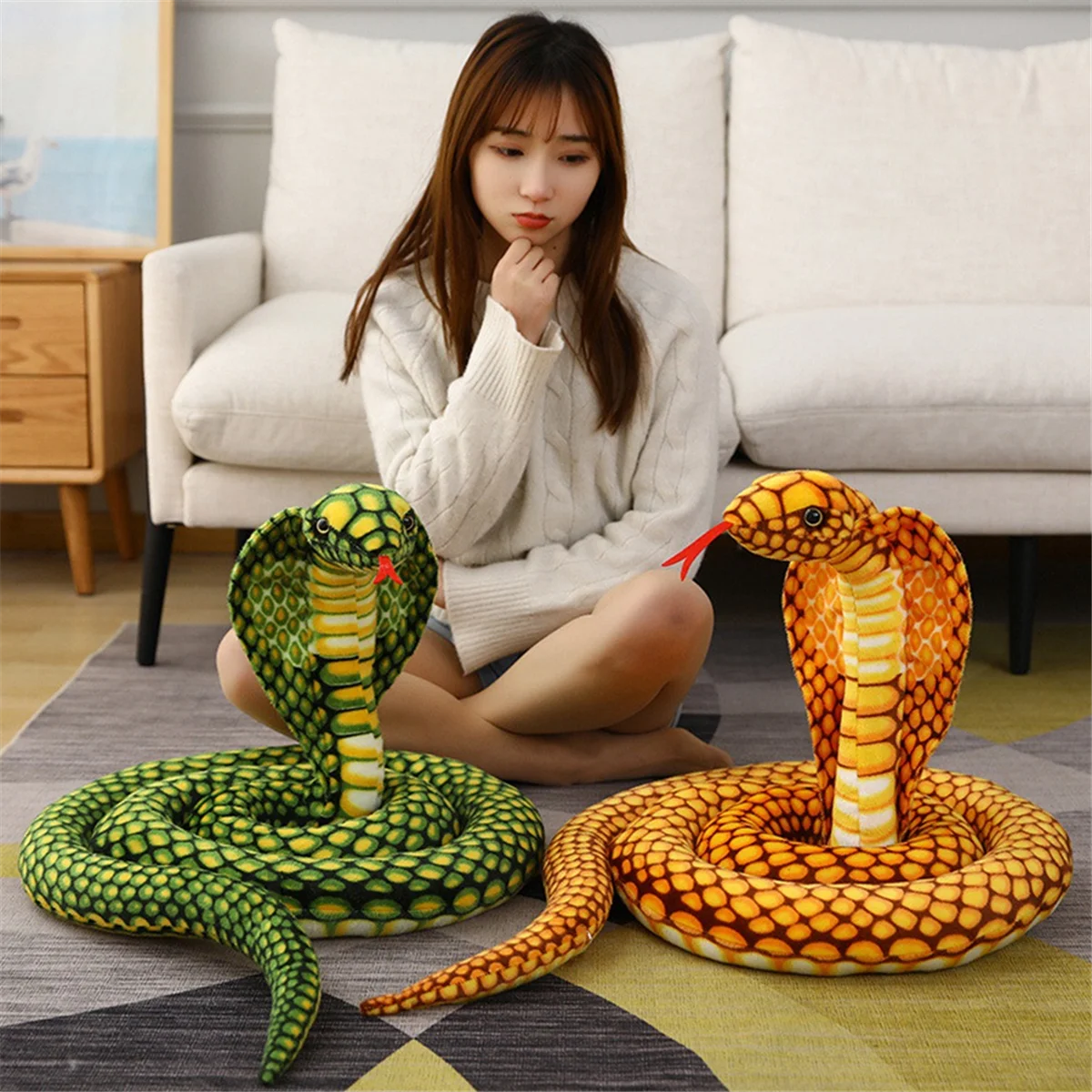 Knuffeldier Cobra Snake Pluche Gevulde Python Cobra Pop Prank Prop Dierendecoratie Cadeau Groen