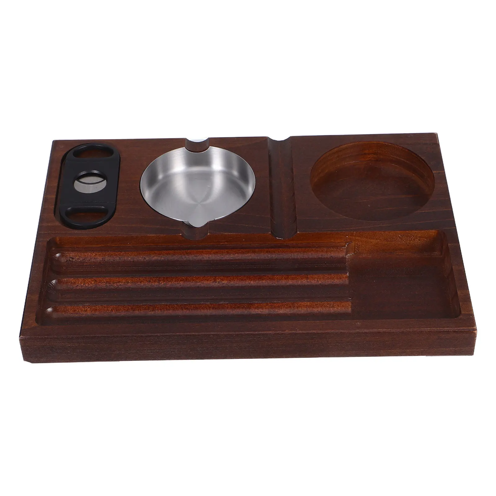 

Outdoor Slot Tray Wooden Smoking Holder Whiskey Office Decor Ashtray Glass Storage Coffee Cigar Cigarette