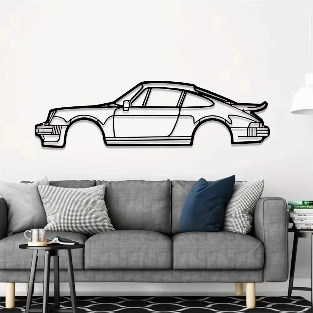 Discover the Charm of 911 Turbo Sports Car Metal Wall Art - Creative Iron Line Design