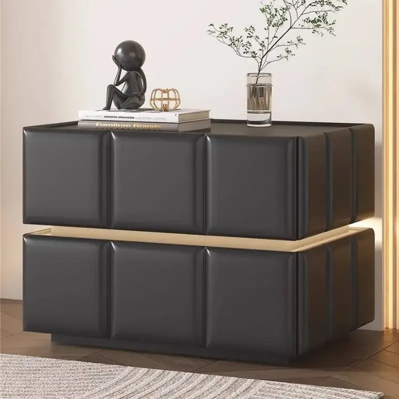 منظم طاولات ليلية كلاسيكية حديثة خشبية سوداء فريدة من نوعها للتخزين طاولات يابانية بسيطة أثاث منزلي من De Chevet