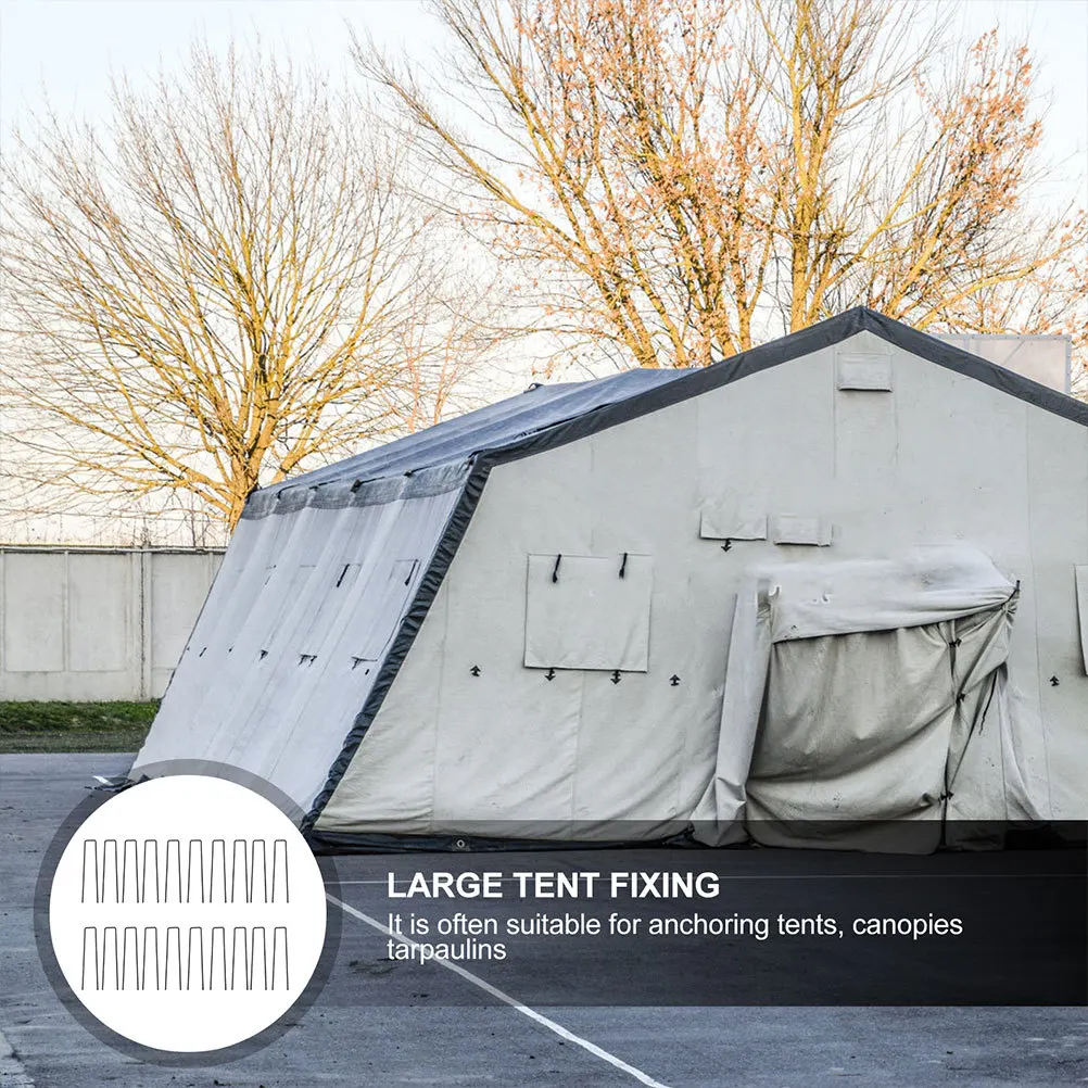 

50Pcs U-Shaped Gardening Stakes Lightweight Durable Landscape Pegs for Tents Canopies Tarps Daily Use Lawn Fastening Nails