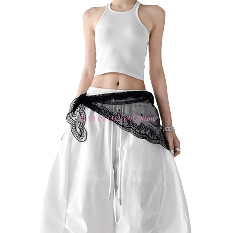 

N5KF Delicate Lace Waistband Hip Wrap Scraf Waist Cincher For Women Girl Daily Outfit