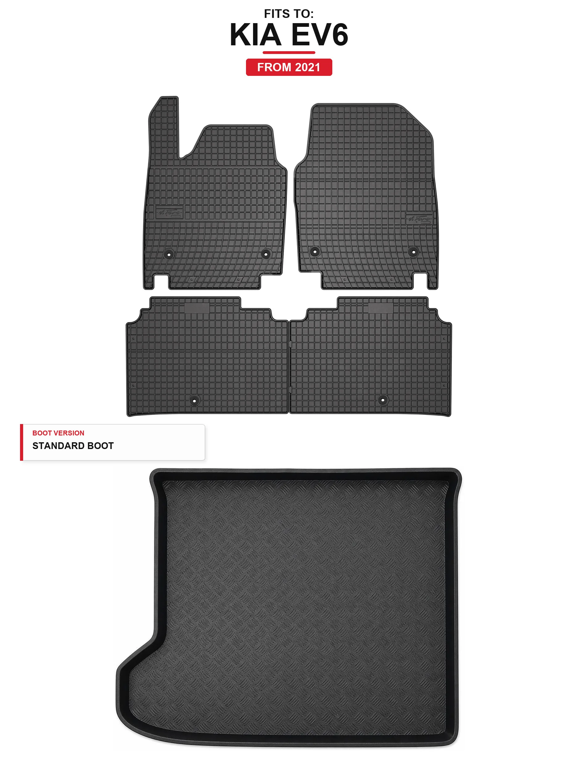 Solidpro Rubber Matten + Kofferbakmat Voor: Kia Ev6 2021- 5 El.