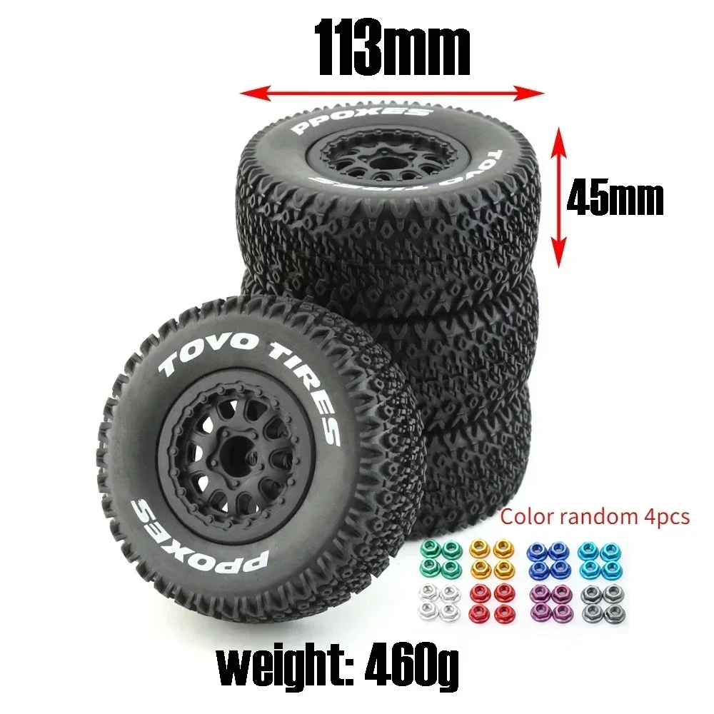 4pcs 112mm 1/10 Short Course Truck Tires Tyre Wheel With 12mm Hex For Slash Arrma Senton HuanQi 727 Vkar 10sc Hpi Rc Car