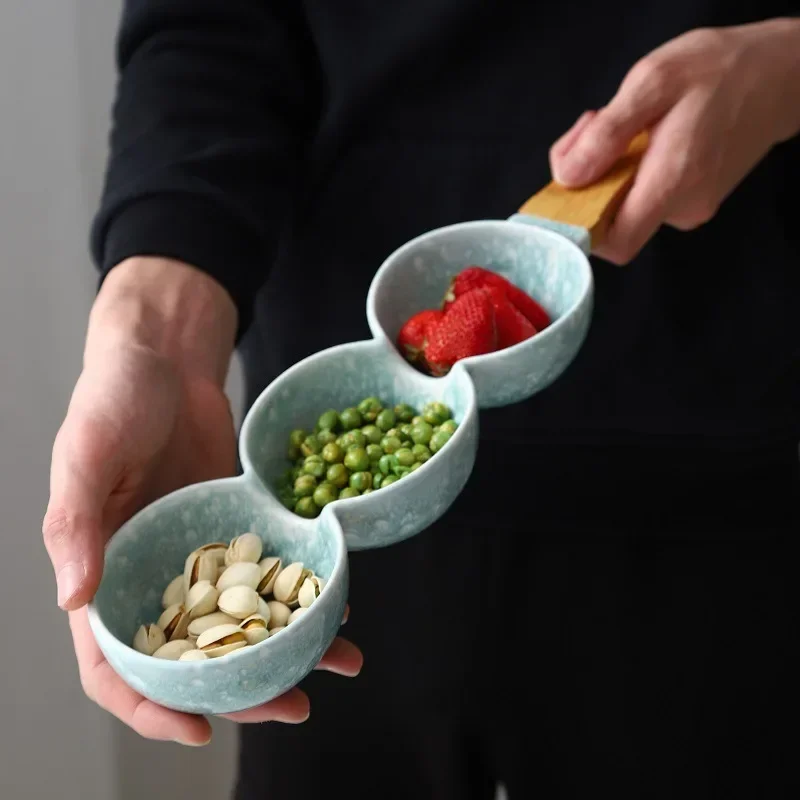 Household Grid Ceramic Bowl, Fruit Bowl, Salad Bowl, Chopsticks
