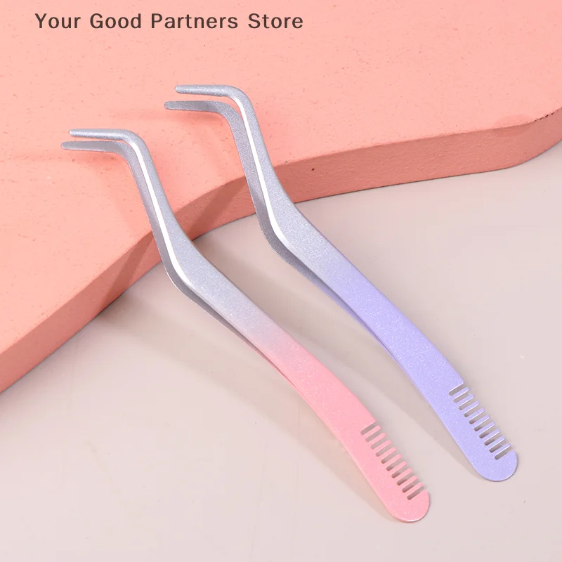 1 PC 속눈썹 빗 족집게 메이크업 스테인레스 스틸 비자 성 핀셋 볼륨 3D 속눈썹 연장 족집게 도구