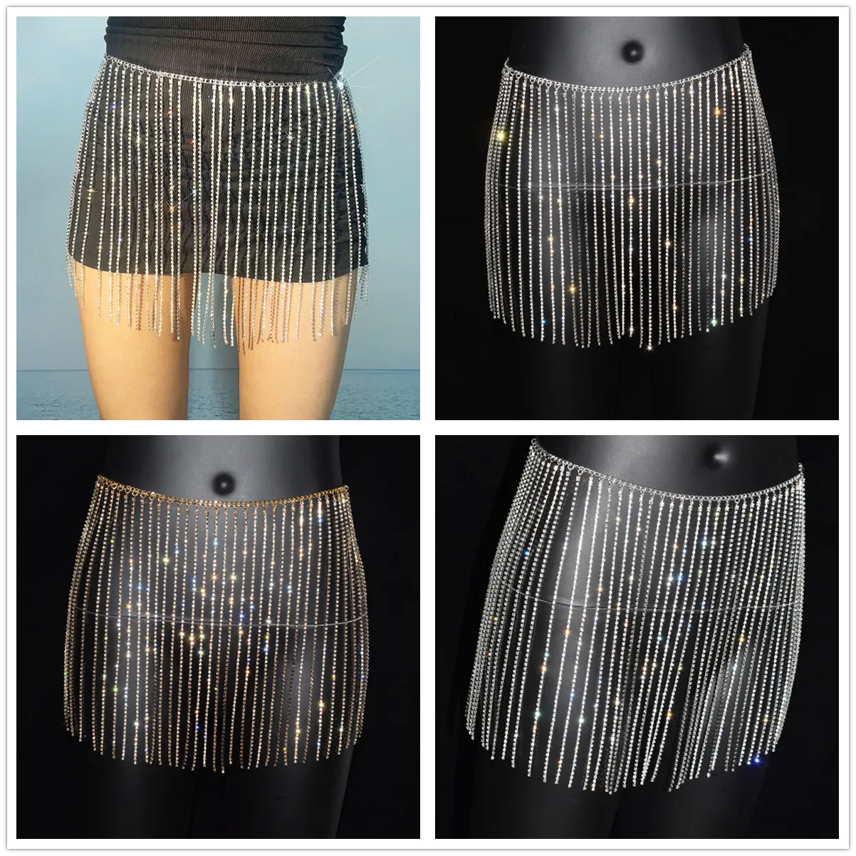 Body sexy Shining Rhinestone Waist chain Skirt Bodysuit women  Fashion Stage Performance Body Chain Outdoor Party Jewelry