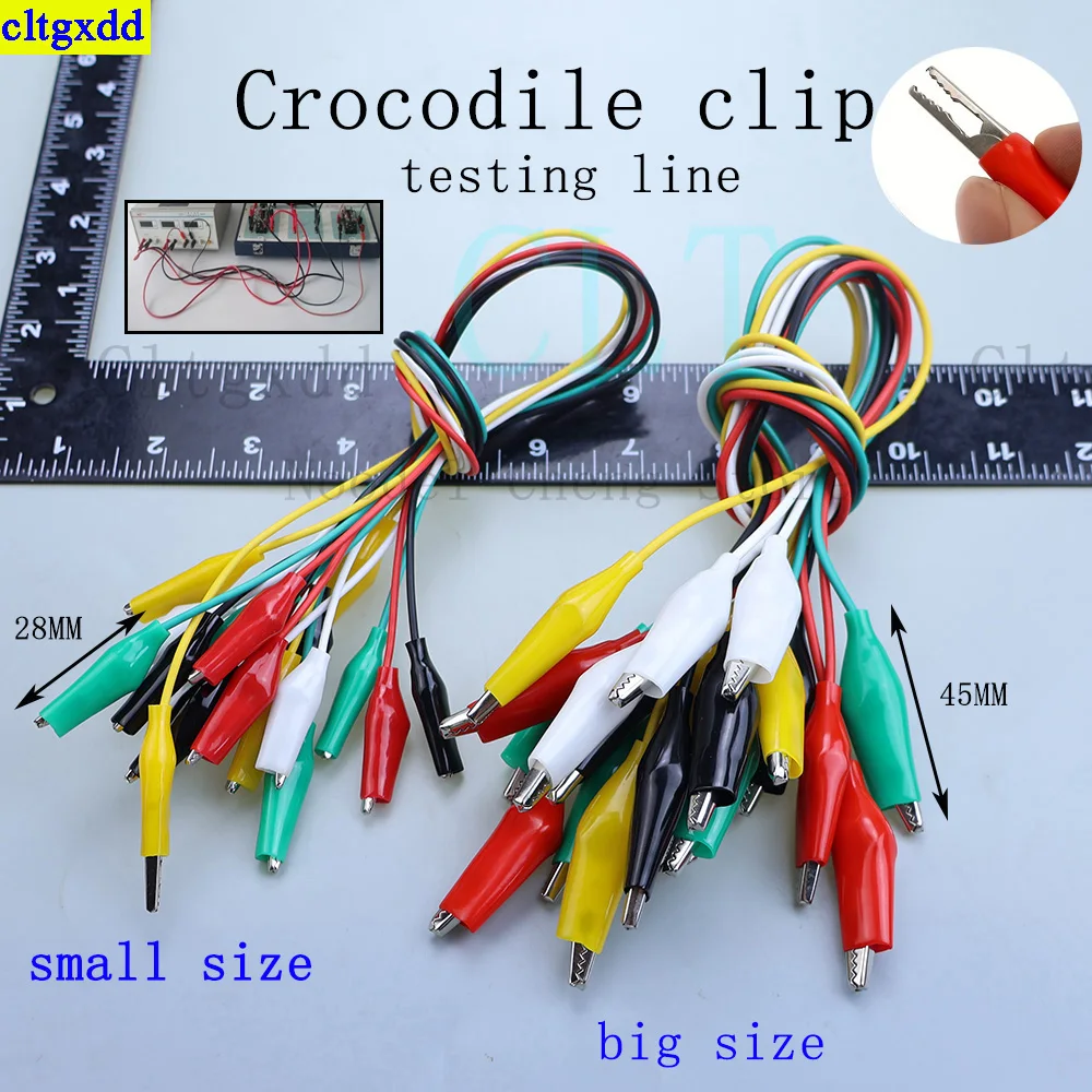 Cltgxdd 1 set/10PCS color crocodile clip electrical DIY test lead double headed crocodile clip cockroach clip cable 50cm