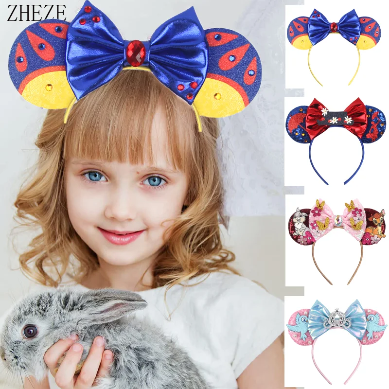 2025 New Disney Mickey Ears Headband For Girls Women Festival Party Cosplay Hairband With Bow Travel DIY Hair Accessories