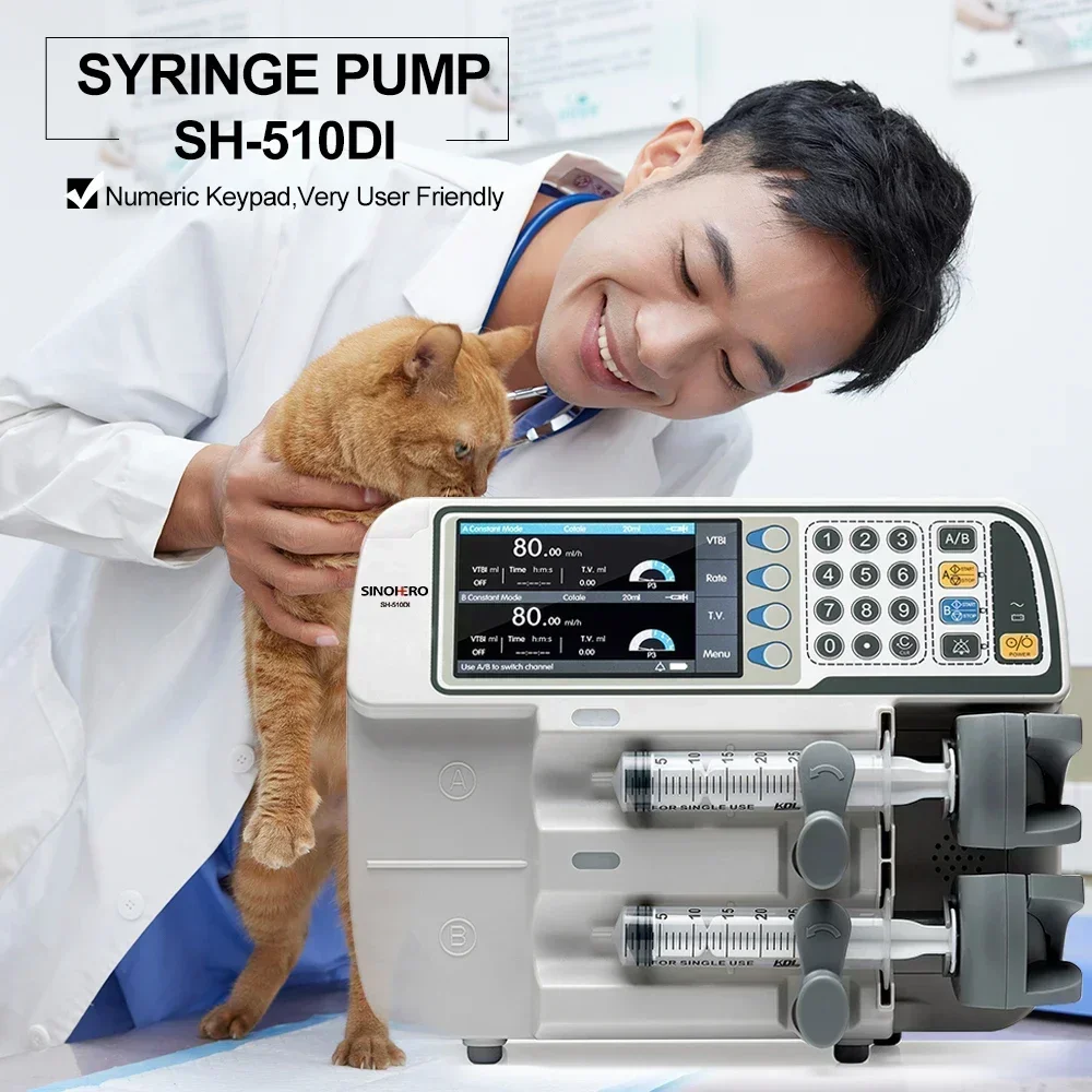 

Sinohero Veterinary Syringe Pump Double Channel syringe pump Infusion Pump Auto Syringe Recognition
