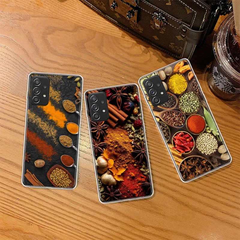 Kitchen Seasoning and Spices Phone Case For Galaxy S23 S20 FE S21 Plus Samsung S24 S22 Ultra TPU Pattern S10 S10E S9 S8 Cover So