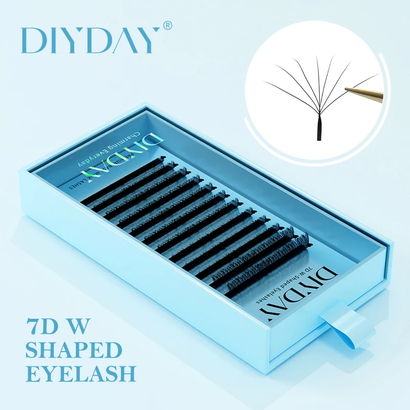 DIYDAY 7D 8D W Clover Eyelash Extensions Natural Soft Individual False Lashes Automatic Flowering W Shape Easy Fan Eyelashes