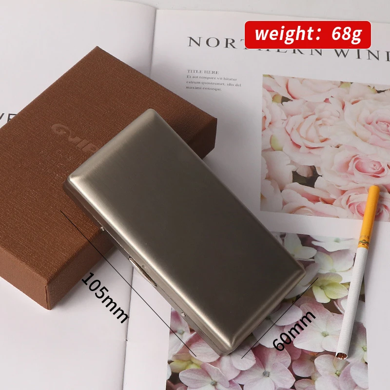 20Pcs Capacity Slim Cigarette Case Design Metal Cigarette Box Outdoor Cigarette Tobacco Holder Pocket Box Storage Smoking