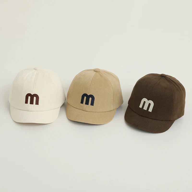 Autumn Spring Baby Baseball Hats Fashion Letter M Pattern Kids Boys Girls Sun Hat Cotton Children Peaked Caps