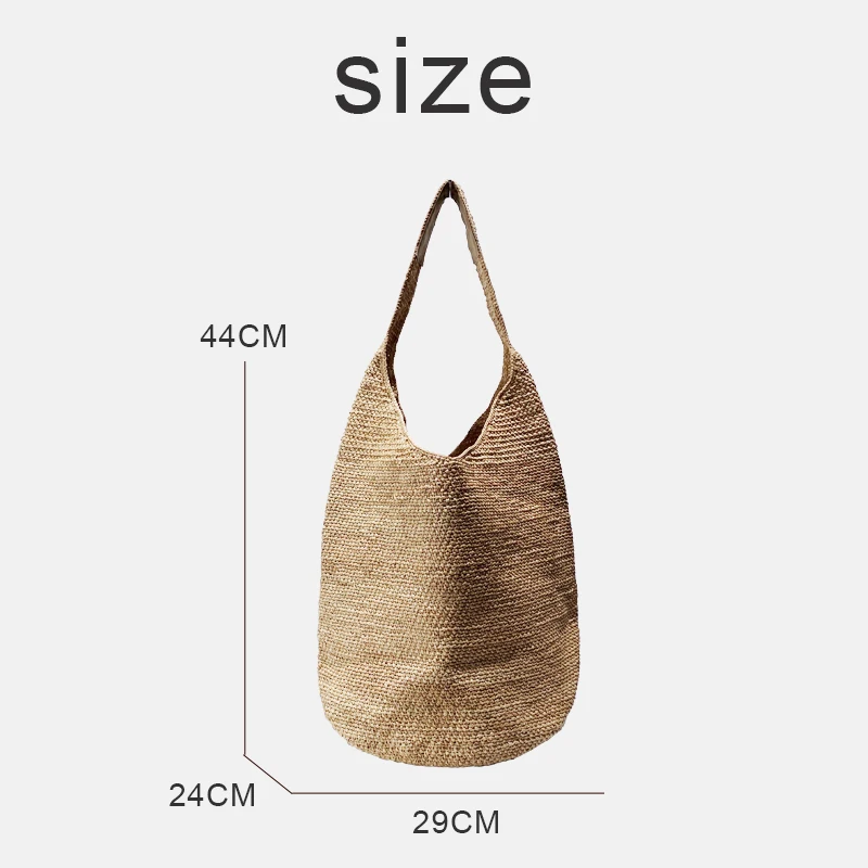 Bohemian Large Capacity Straw Bucket Bags For Women Luxury Designer Handbag And Purses 2024 New in Underarm Beach Shoulder Tote