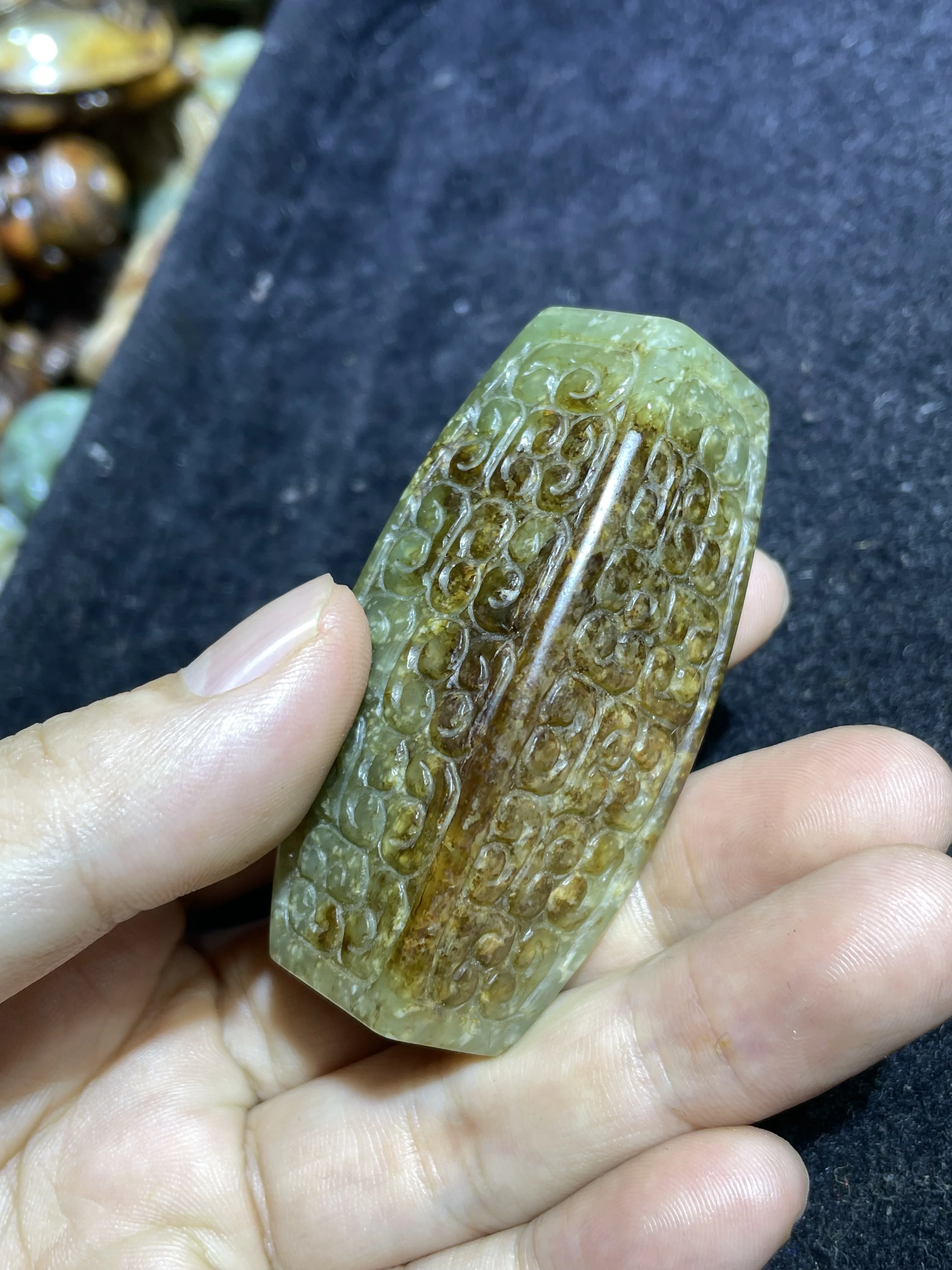 One Piece Chinese Vintage Hetian Jade Linking Fortune Big Hole Lucky Pei Totem Fengshui Best Buy Amulet Carving