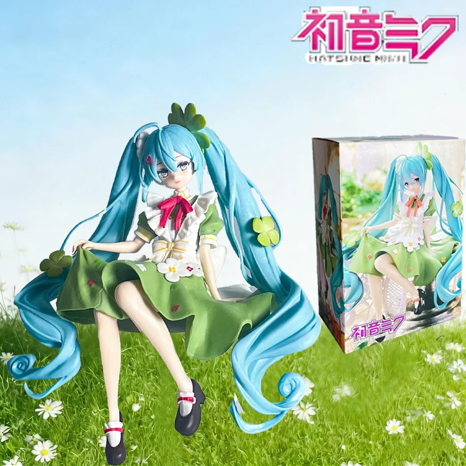 Hot Sale Anime Figure Hatsune Miku Noodle Stopper Lucky Grass Fairy Action Figure PVC Collection Model Ornament Toys view 2