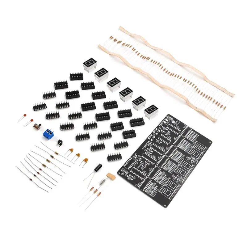 LNHF DC 4.5V-5.5V 6-Digit DIY Electronic Clock Kit Circuit Board For Soldering Practice Learning Crafting Clock Electronics
