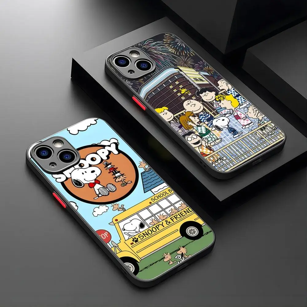 S-Snoopys Cute Cartoon Phone Case For IPhone 15 16 14 12 13 11 Elderly Pro XR XS Max Mini X 7 8 Plus Matte Shell Cover