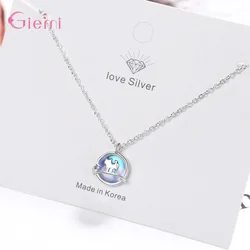 Lovely Design Little Cat Shape Pendant Necklace For Women Genuine 925 Sterling Silver Necklace Crystal Jewelry Accessory