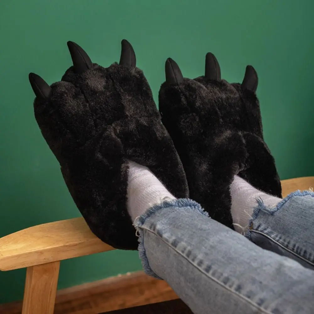 Kawaii Cartoon Winter Tiger Claw Slippers Furry Exaggerate Cosplay Props Shoes Warm Large Plush Cat Paw Boots Gifts view 4