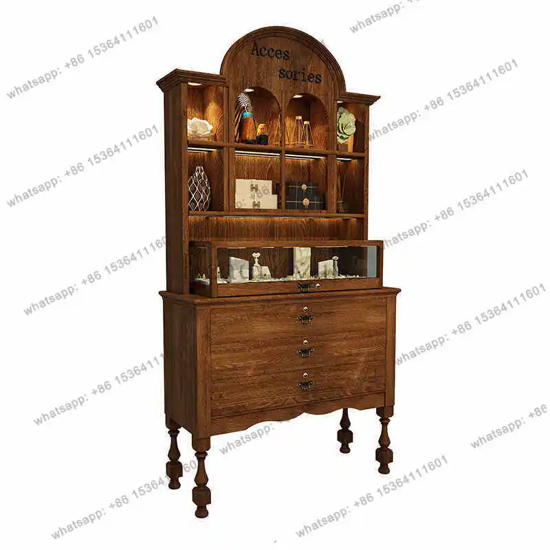 

Retro European jewelry display cabinet Wooden middle island cabinet