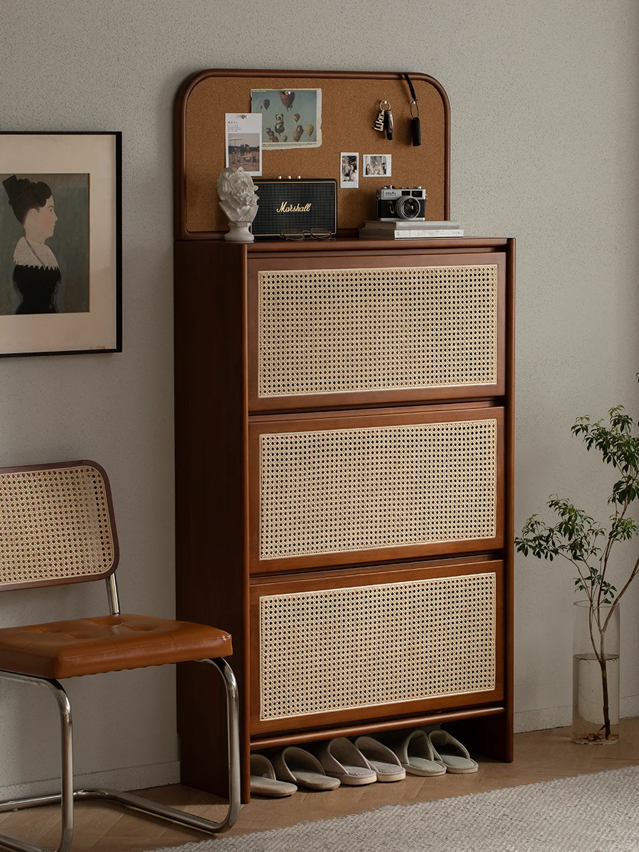 

Шкаф для обуви из ротанга Шкаф для крыльца из массива дерева в скандинавском японском стиле ретро