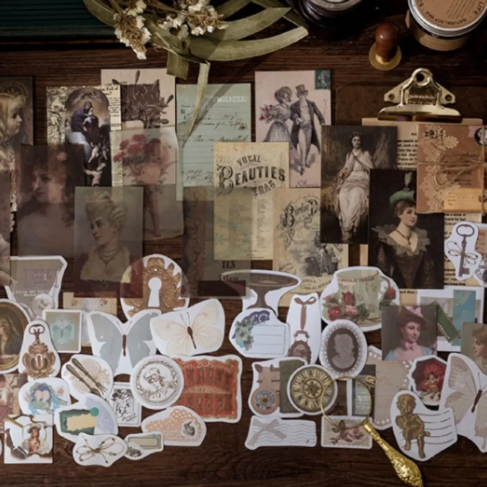 مقاوم للماء ملصقات القرطاسية خمر الإبداعية فراشة الزهور النبات سلسلة ملصقات الحيوانات الأليفة الكرتون DIY بها بنفسك سكرابوكينغ المواد