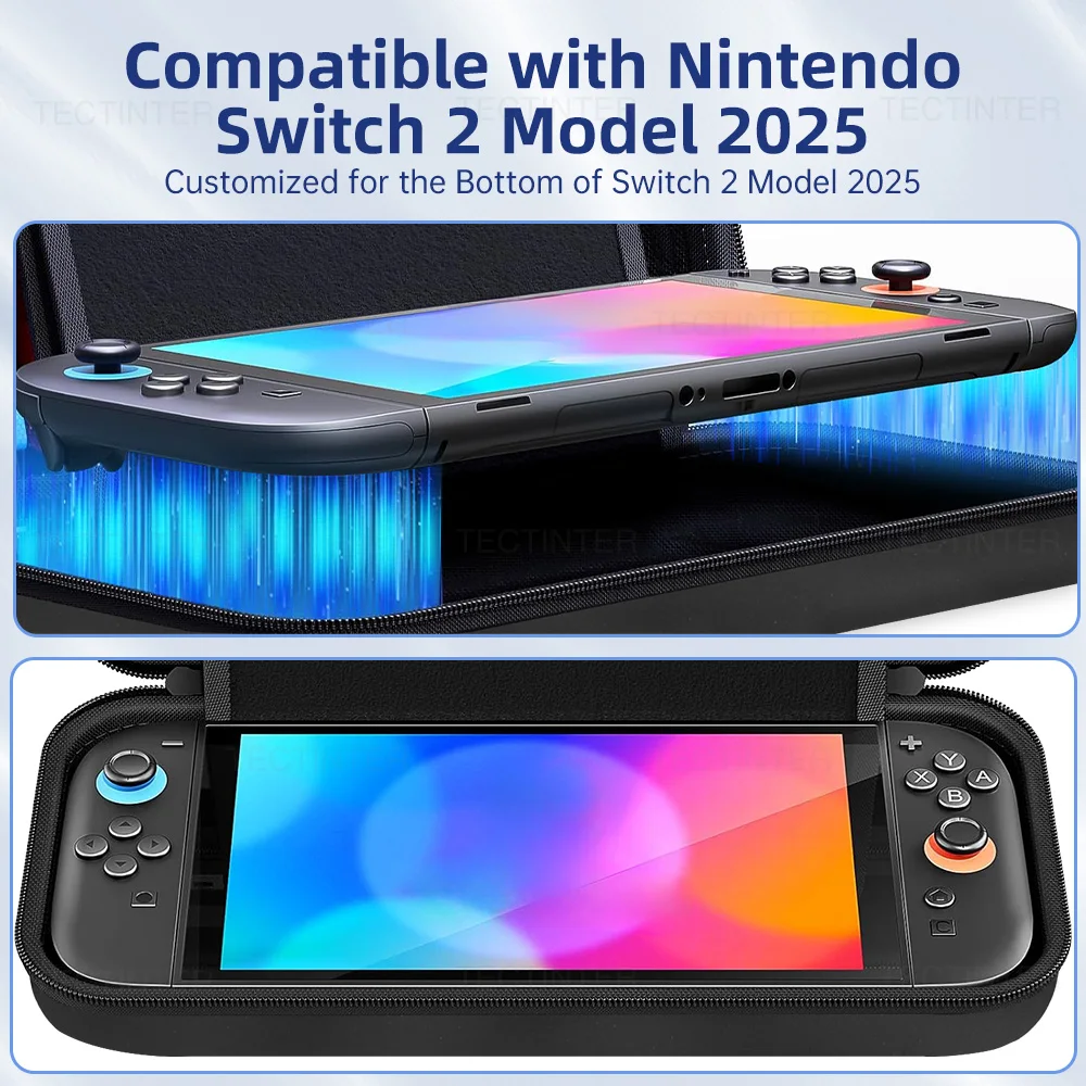 حقيبة حمل محمولة لـ NS 2 Joy-con تحكم السفر إيفا حقيبة مقاومة للصدمات مع فتحات بطاقات الألعاب لملحقات NS Switch 2