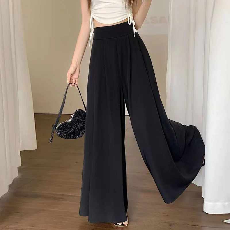 2024 Woman Clothing Trend Large Hem Wide Leg Skirt Pants Casual  Women\'s Pants Elegant Basic High Waisted Office Lady Trousers