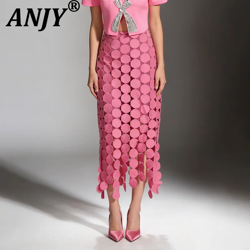 ANJY Spring Summer New Women Trend Tassel Spliced High-End Solid Color Skirt Elegant Fashion Versatile High Street Skirts A19958
