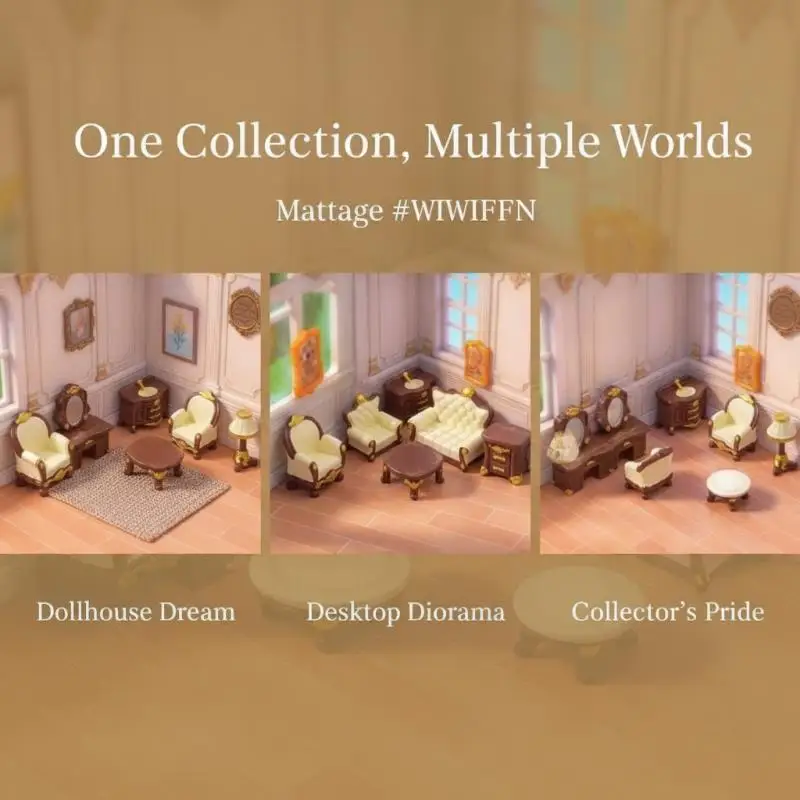 Miniature Retro Dollhouse Furniture With Luxury Golden Details, DIY Decor For Kids Pretend Play Doll House
