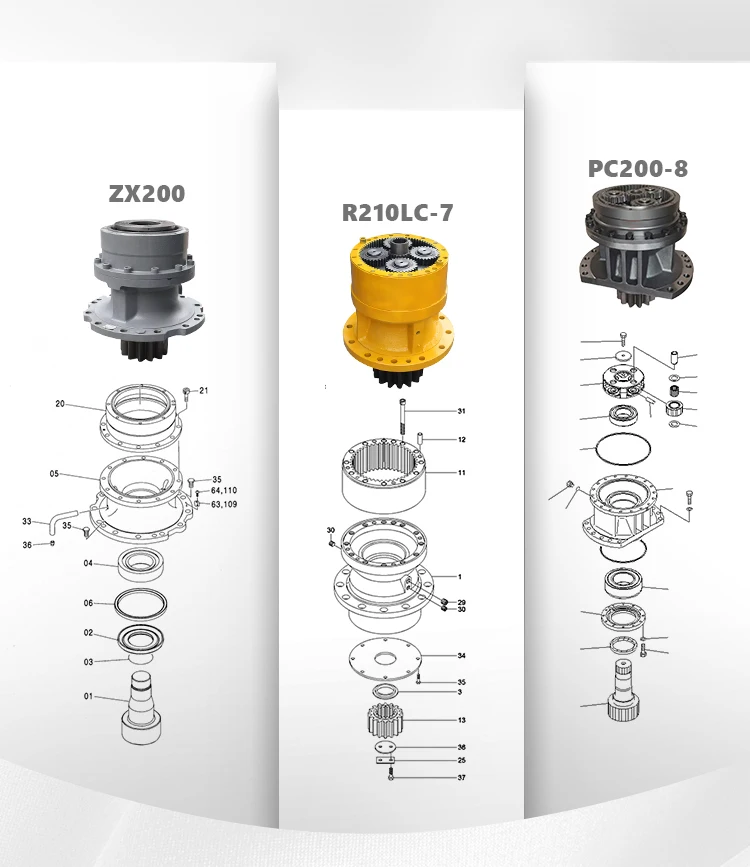 Kobelco 스윙 리덕션 기어박스, 굴삭기 부품, YX32W00002F2, sk135 sk200-10