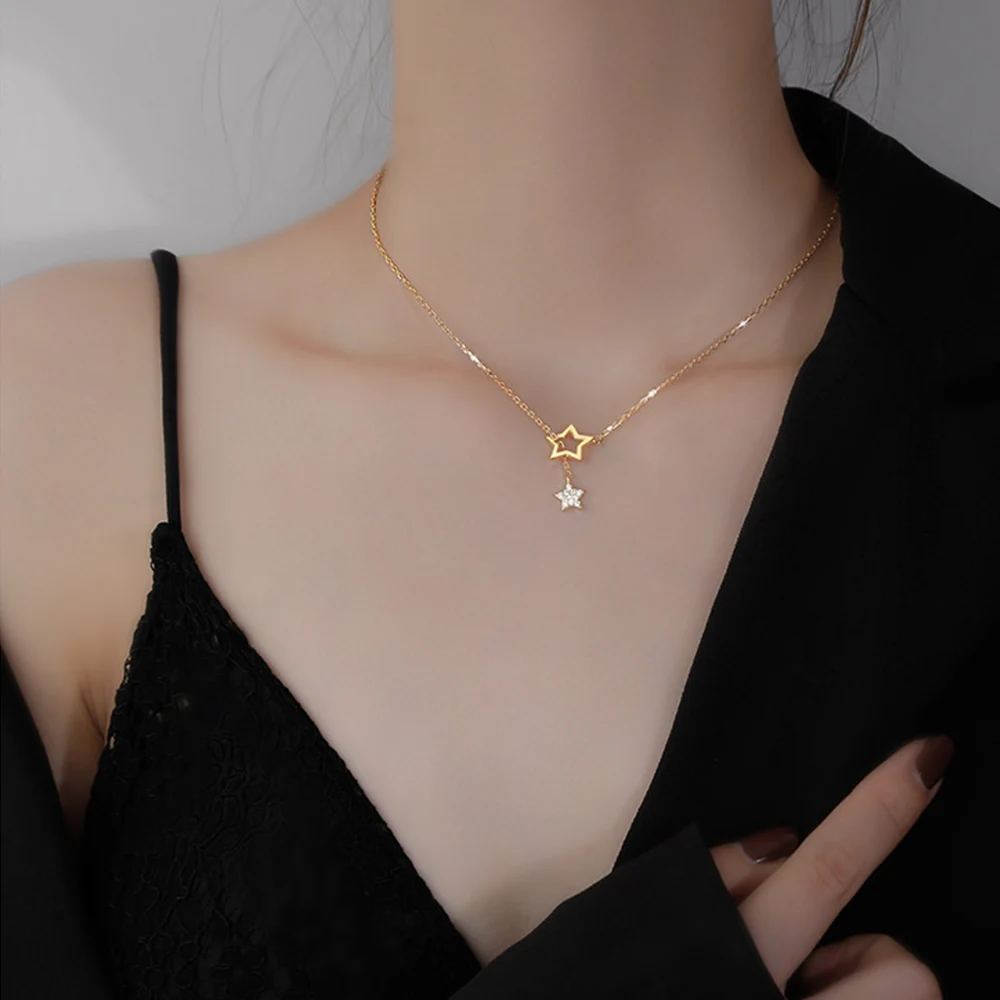 مجوهرات نسائية اكسسوارات مزاجه موضة بسيطة سحر دلاية شكل نجمة Chocker ستار قلادة سلسلة الترقوة