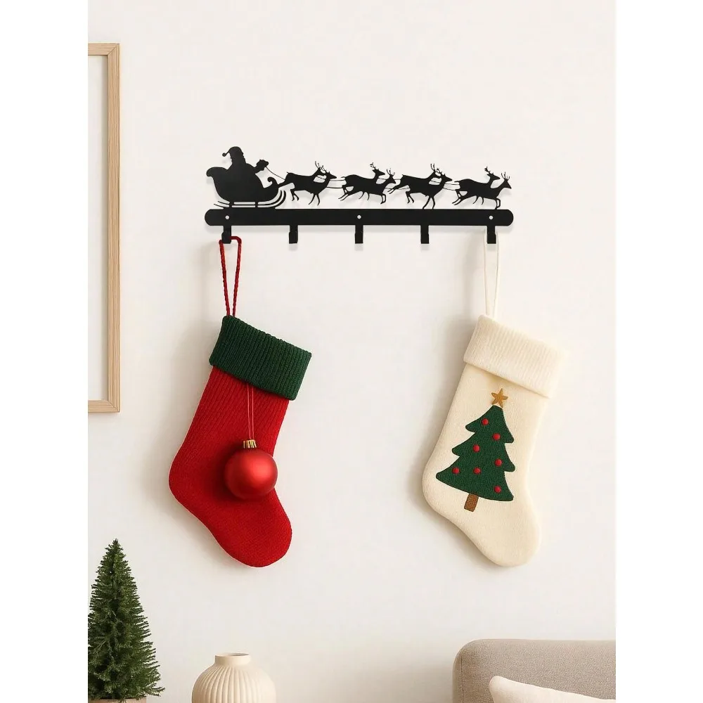 

Christmas Metal Wall Decor,Santa & Reindeer Sleigh,Xmas/Halloween Gift