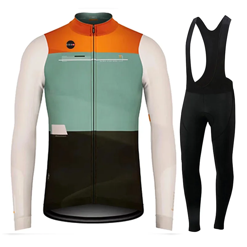 KBORA Autumn Pro Team-Men\'s Cycling Clothing Set, Long Sleeve Jersey, Mountain Bike Uniform, Leggings maílllot ciclismo hombre